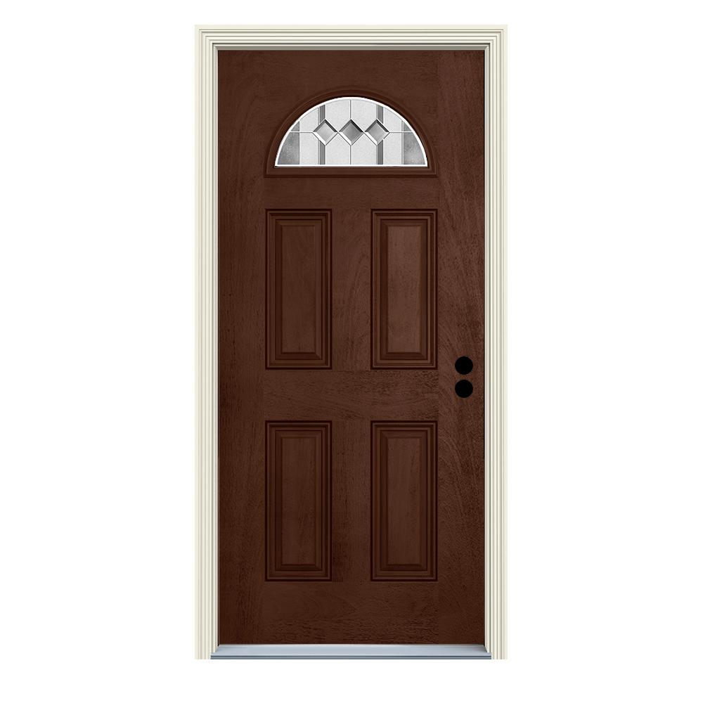 JELDWEN 36 in. x 80 in. LeftHand FanLite Auburn Coffee JELDWEN 36 in. x 80 in. LeftHand FanLite Auburn Coffee