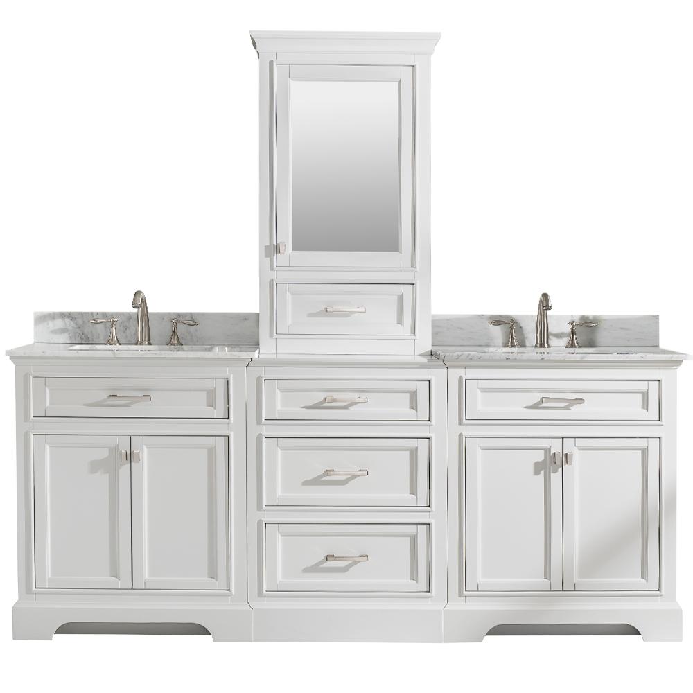 Design Element Milano 96 In W X 22 In D Bath Vanity In White With Carrara Marble Vanity Top In White With White Basin Ml 96mc Wt The Home Depot