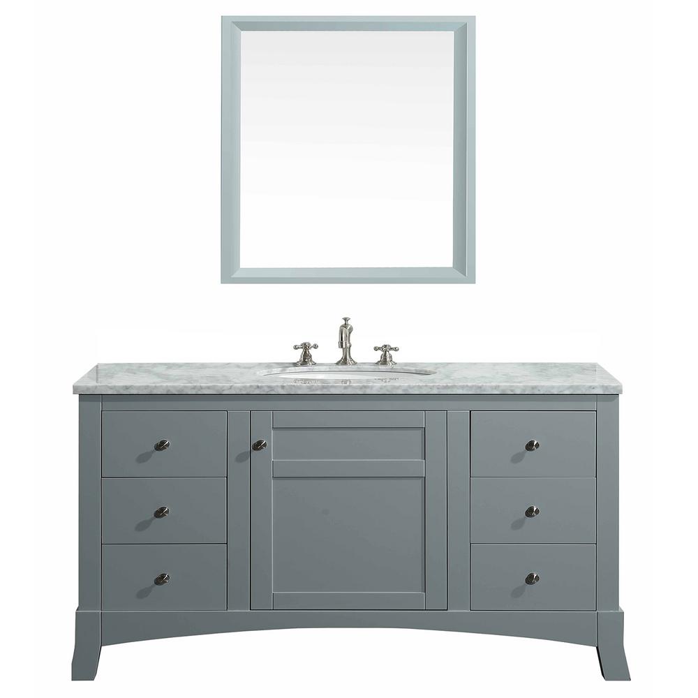 Eviva New York 48 In W X 22 D 34 H Vanity Grey With Carrara Marble Top White Basin Eviva New York 48 In W X 22 D 34 H Vanity Grey With Carrara Marble Top White Basin