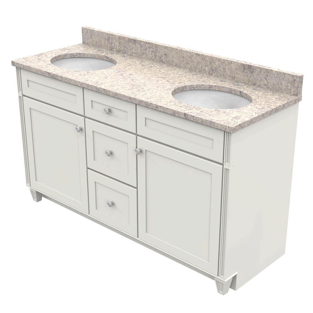 Reviews For Kraftmaid 60 In Vanity In Dove White With Natural Quartz Vanity Top In Shadow Swirl And White Double Basin Vs60213s3ssw7131sn