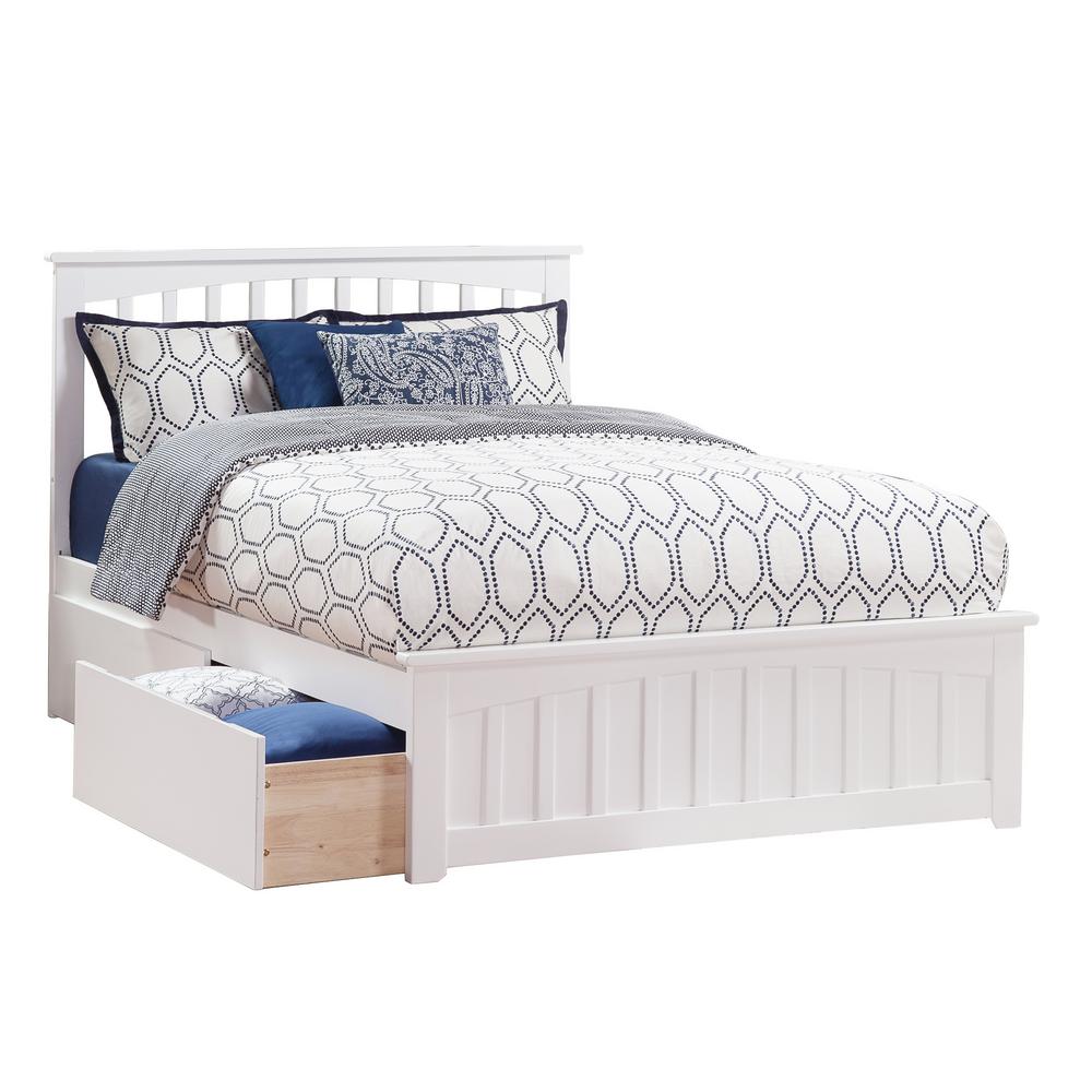Atlantic Furniture Mission White Queen Platform Bed With Matching Atlantic Furniture Mission White Queen Platform Bed With Matching Foot Board 2 Urban Drawers Ar8746112 The Home Depot