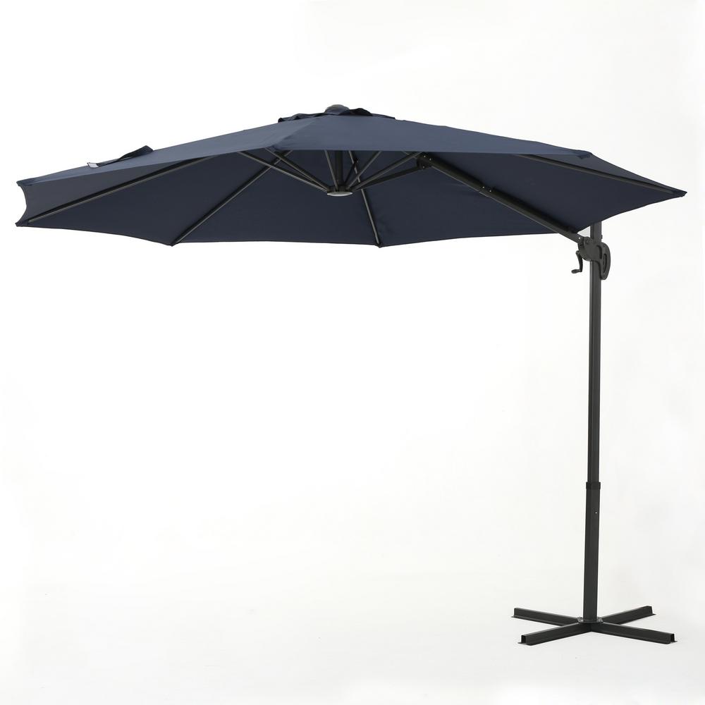 Noble House Sofia 11.5 ft. Steel Cantilever Tilt Patio Umbrella in Blue