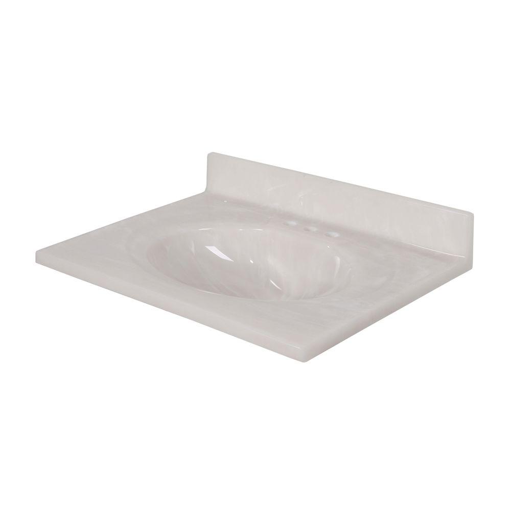 Glacier Bay Newport 25 in. Cultured Marble Vanity Top in White Onyx