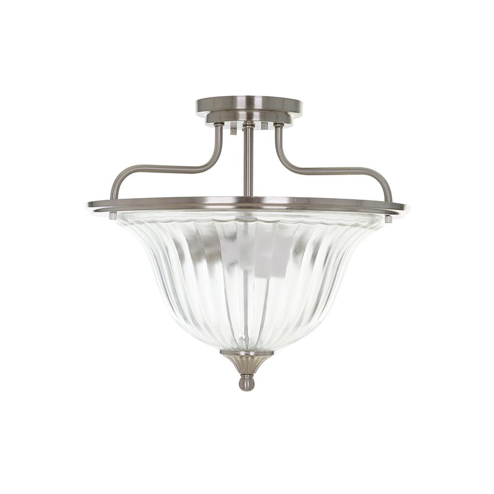 Cresswell 13 In Brushed Nickel Traditional Semi Flush Mount And