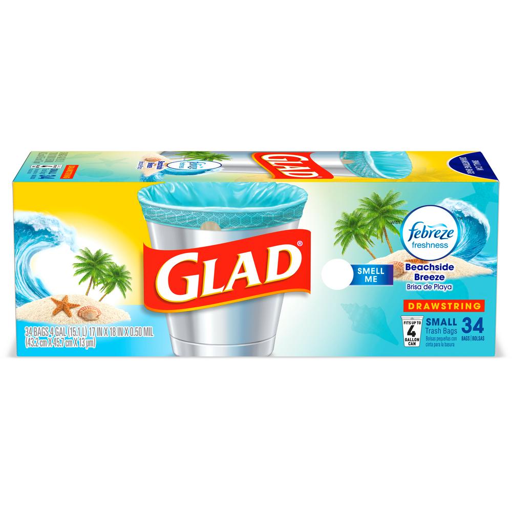Febreze Beachside Breeze Glad OdorShield Small Drawstring Trash Bags 4
