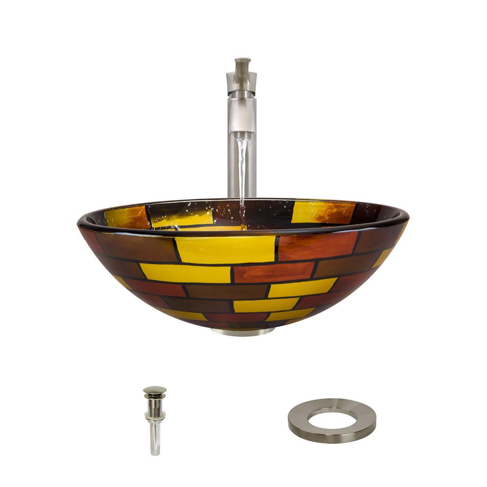 Mr Direct Glass Vessel Sink In Stained Glass With 726 Faucet And