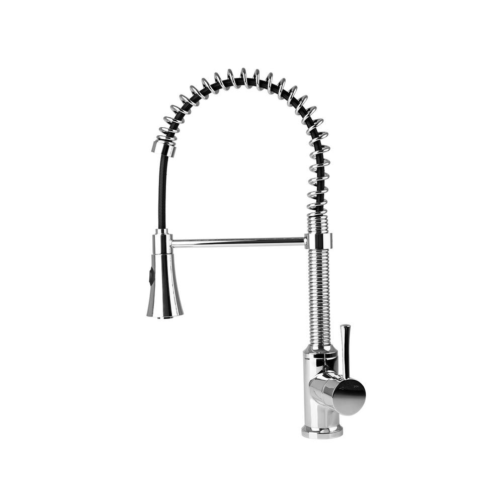 Fontaine Residential Single Handle Spring Coil Pull Down Sprayer Kitchen Faucet In Chrome
