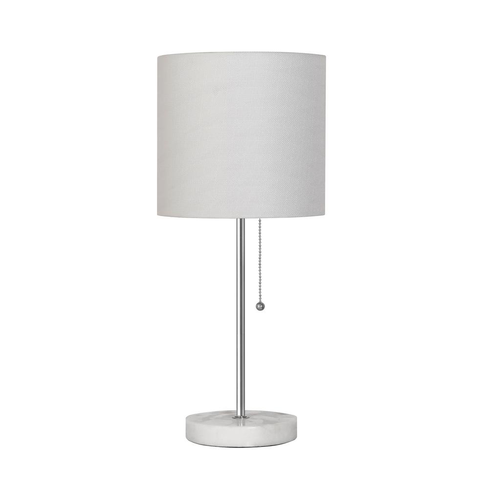 limelights stick lamp with charging outlet and fabric shade