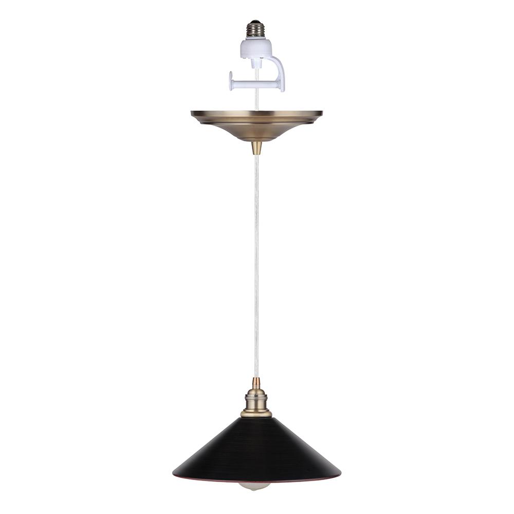 Instant Pendant 1 Light Recessed Conversion Kit Brushed Br And Bronze 11 In Cone Metal Shade Instant Pendant 1 Light Recessed Conversion Kit Brushed Br And Bronze 11 In Cone Metal Shade