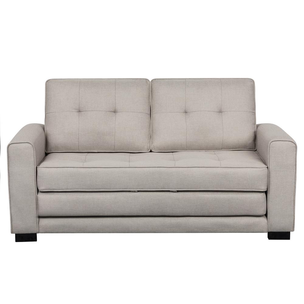 US Pride Furniture Bray 58 in. Beige Linen 2-Seater Twin Sleeper Sofa ...