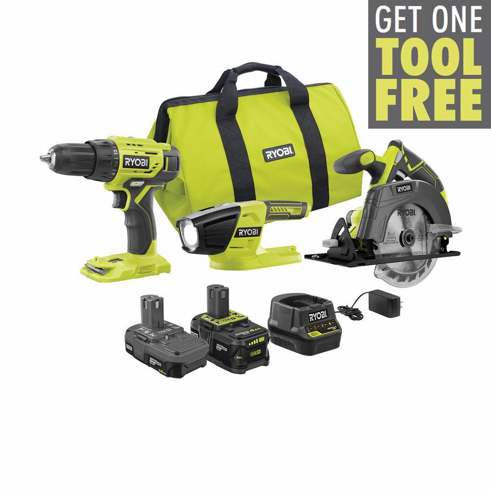 RYOBI ONE+ 18V Cordless 3Tool Combo Kit with (1) 1.5 Ah Battery