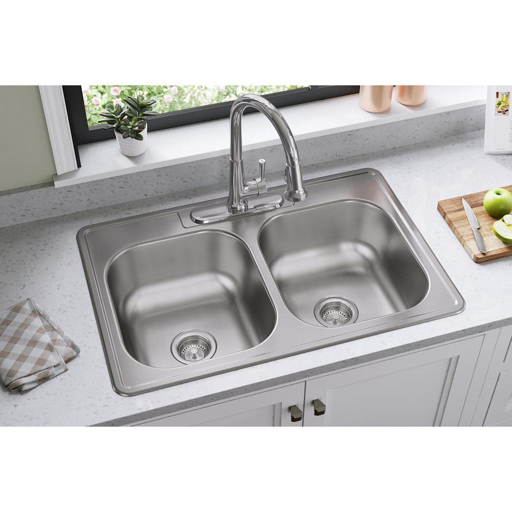 Elkay Dayton Drop In Stainless Steel 33 3 Hole Double Bowl Kitchen Sink With 8 Dse233223 The Home Depot - Elkay 8 Piece Steel Kitchen Sink Mounting Clips Elkay Dayton Drop In Stainless Steel 33 3 Hole Double Bowl Kitchen Sink With 8 Dse233223 The Home Depot - Elkay 8 Piece Steel Kitchen Sink Mounting Clips