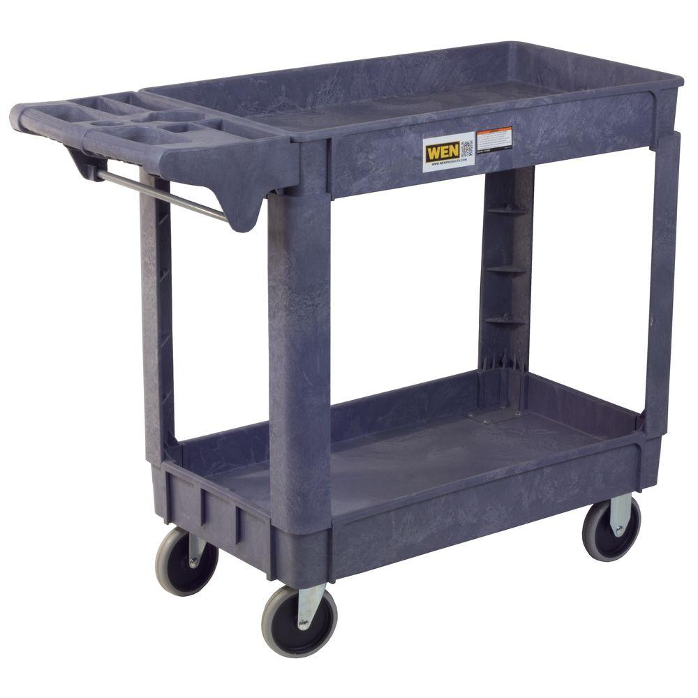 Husky 16 In 2 Shelf Utility Cart Black 1866880 The Home Depot