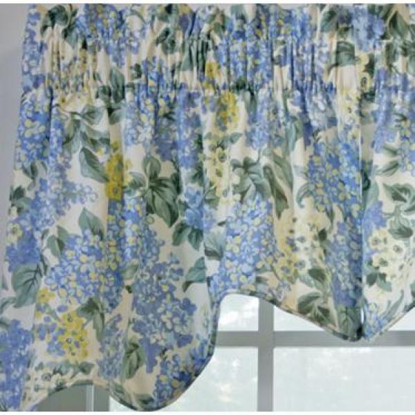 Ellis Curtain Hydrangea 28 In L Cotton Lined Empress Swag In Blue 2 Piece 730462567550 The Home Depot