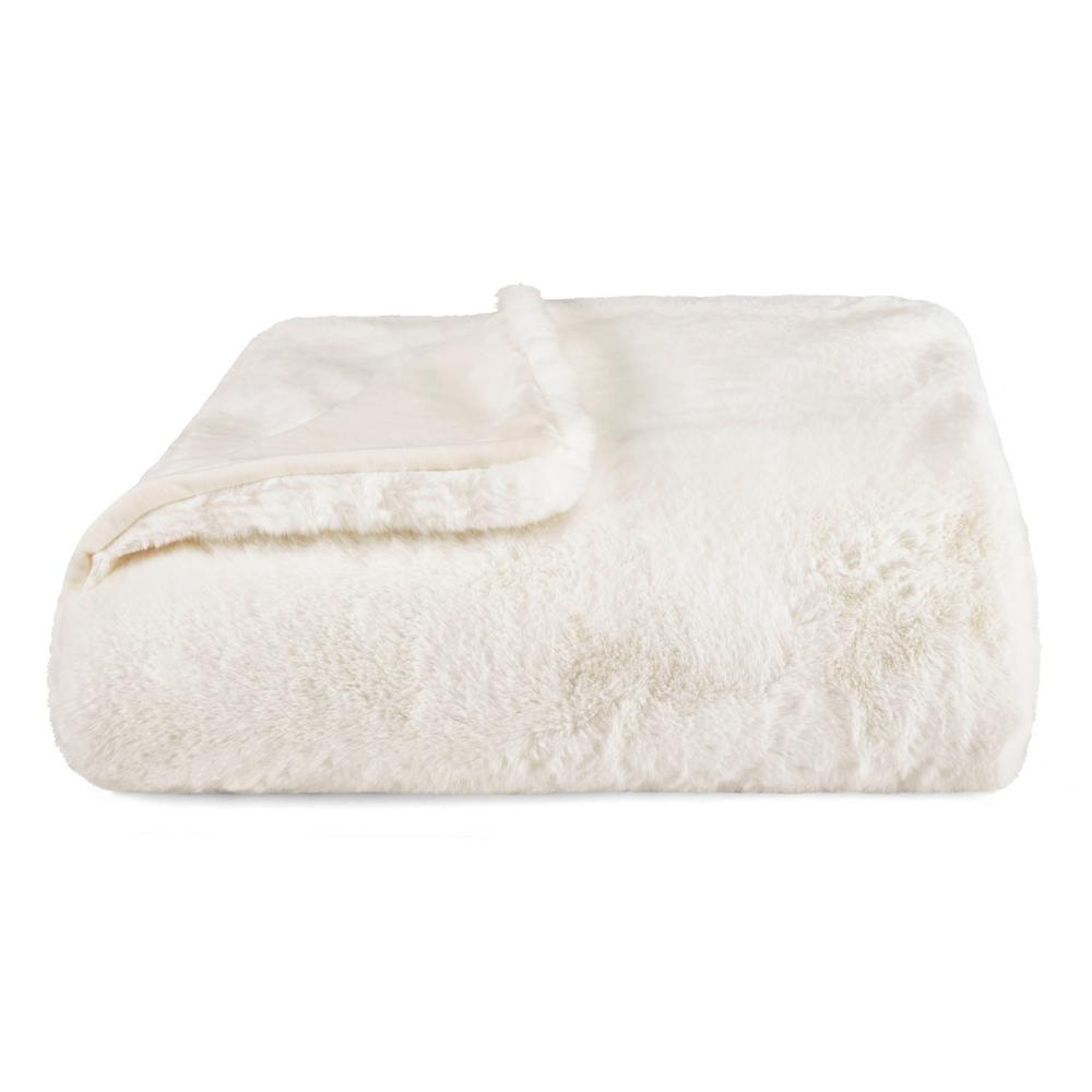 Vera Wang Lapin Faux Fur White 60in L X 50in W Throw Ushshf1132933 The Home Depot