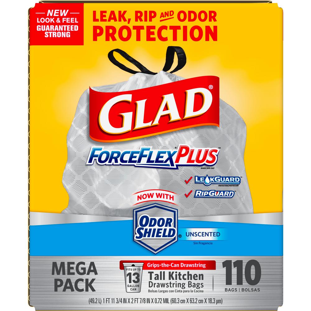 Glad 13 Gal. ForceFlex Tall Kitchen Drawstring Trash Bags (110Count