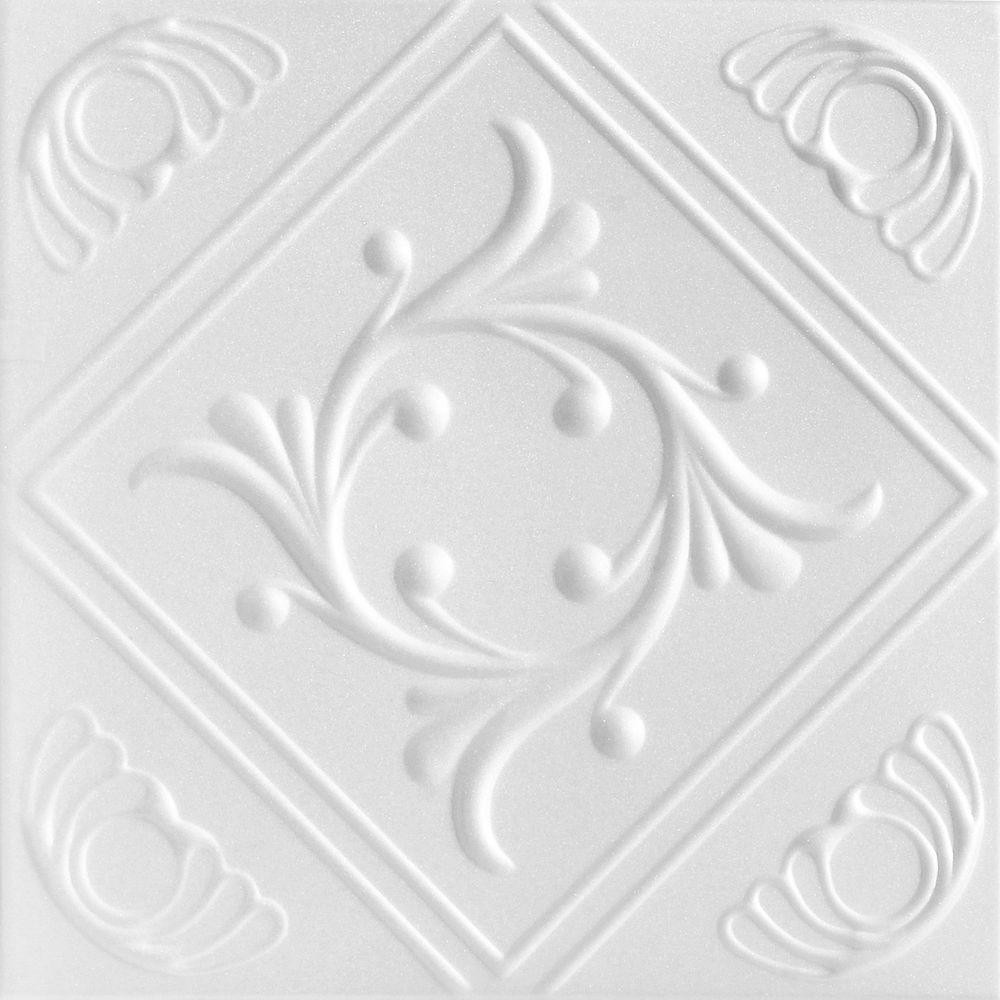 Diamond Wreath 1 6 Ft X 1 6 Ft Foam Glue Up Ceiling Tile In Plain White 21 6 Sq Ft Case