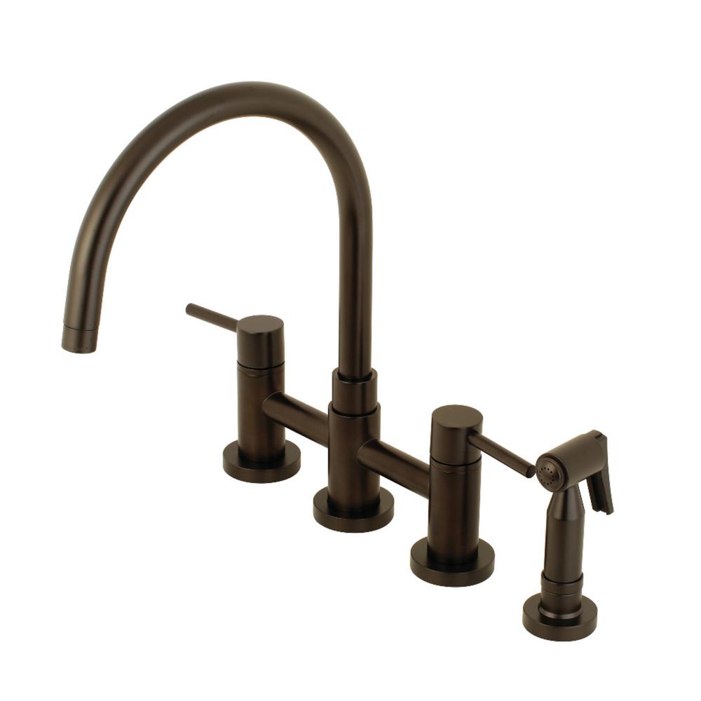 Water Creation 2Handle Bridge Kitchen Faucet with Side Sprayer in Oil Rubbed BronzeF5001003