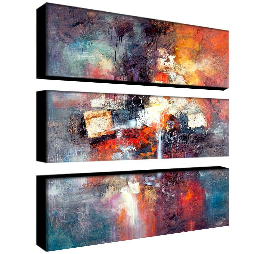 Trademark Fine Art 32 in. x 10 in. Cube Abstract III 3-Piece Canvas Art ...