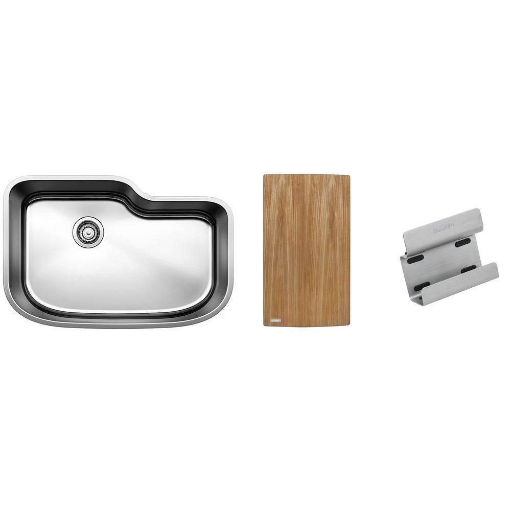 Blanco ONE Undermount Stainless Steel 30 in. Single Bowl Kitchen Sink with Cutting Board and Magnetic Caddy