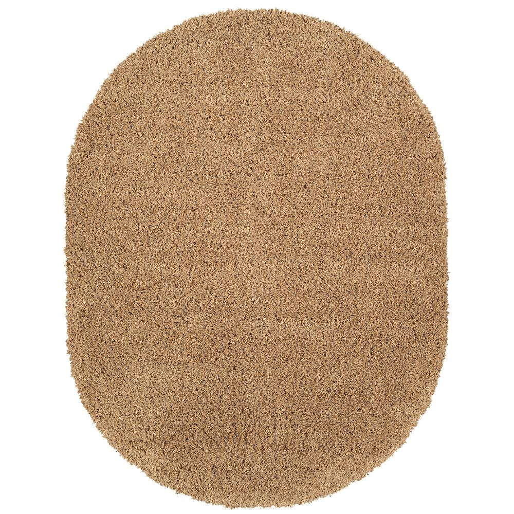 Sweet Home S Cozy Collection Beige 5 Ft X 7 Contemporary Oval Rug