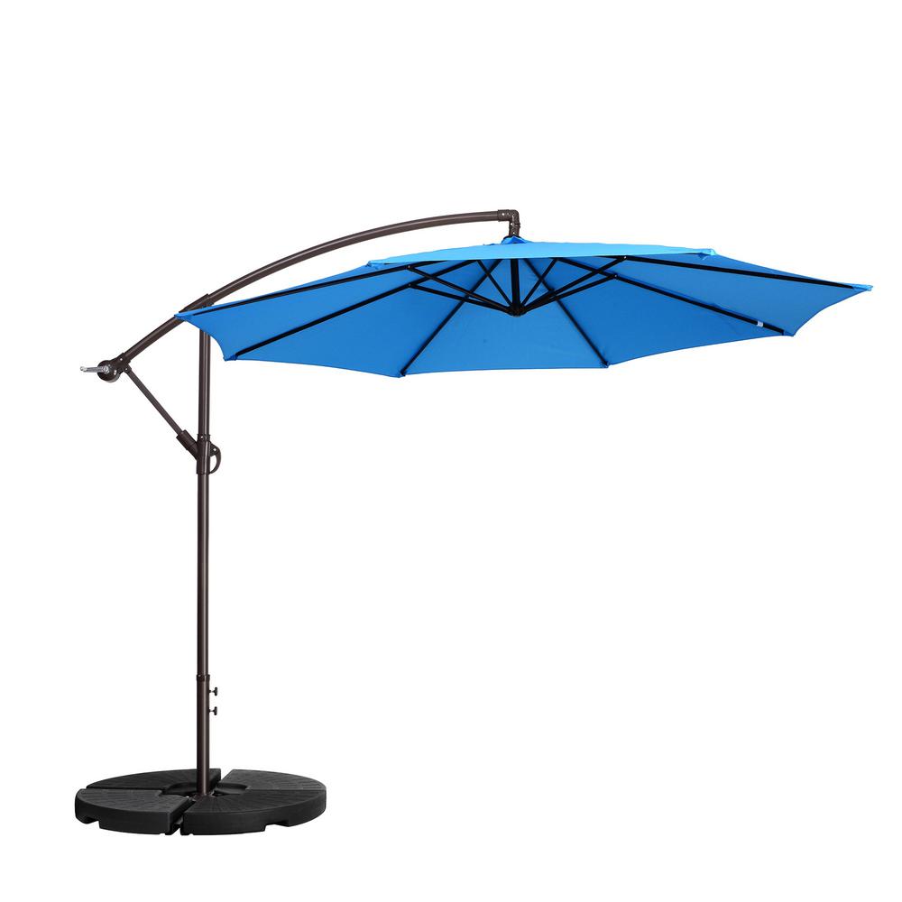 Villacera 10 Ft Aluminum Cantilever Tilt Patio Umbrella In Blue Hwd630705 The Home Depot