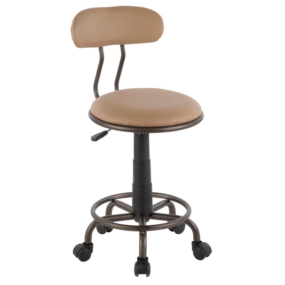 Lumisource Swift Antique Metal And Camel Faux Leather Task Chair Oc