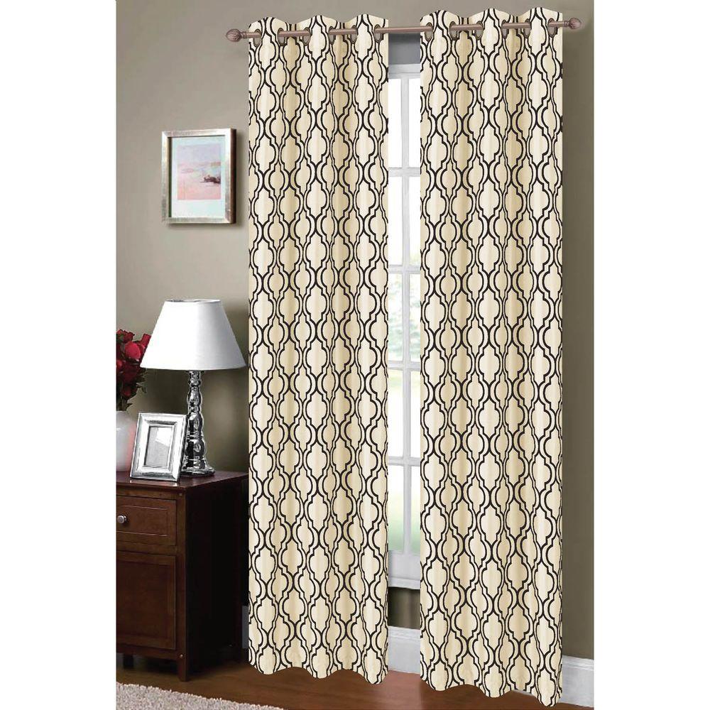 Window Elements Semi Opaque Lattice Flocked Faux Silk 84 In L Window Elements Semi Opaque Lattice Flocked Faux Silk 84 In L Grommet Curtain Panel
