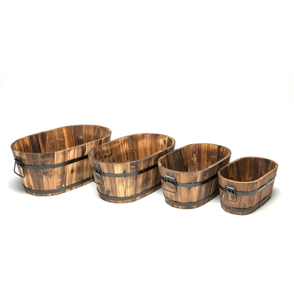 DeVault Wooden Oval Planter (Set of 4)DEVBP214 The Home Depot