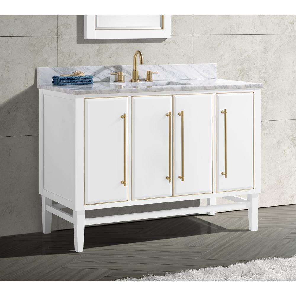 Avanity Mason 48 In Bath Vanity Cabinet Only In White With Gold Trim Mason V48 Wtg The Home Depot