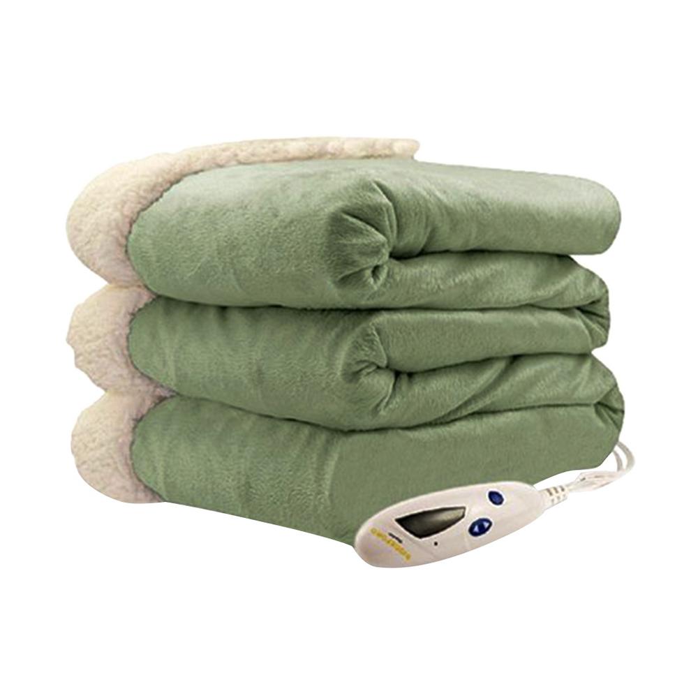 Biddeford Blankets 4480 Series 1-Size Sage Mink with Natural Sherpa ...