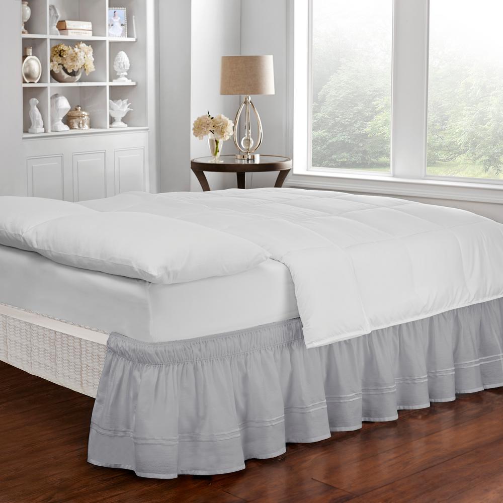 Easy Fit Baratta Gray Twin/Full Bed Skirt16309BEDDTFUGRY The Home Depot