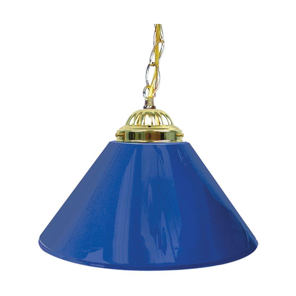 Trademark 14 In Single Shade Blue And Brass Hanging Lamp 1200g Blu Single Shade Blue And Brass Hanging Lamp