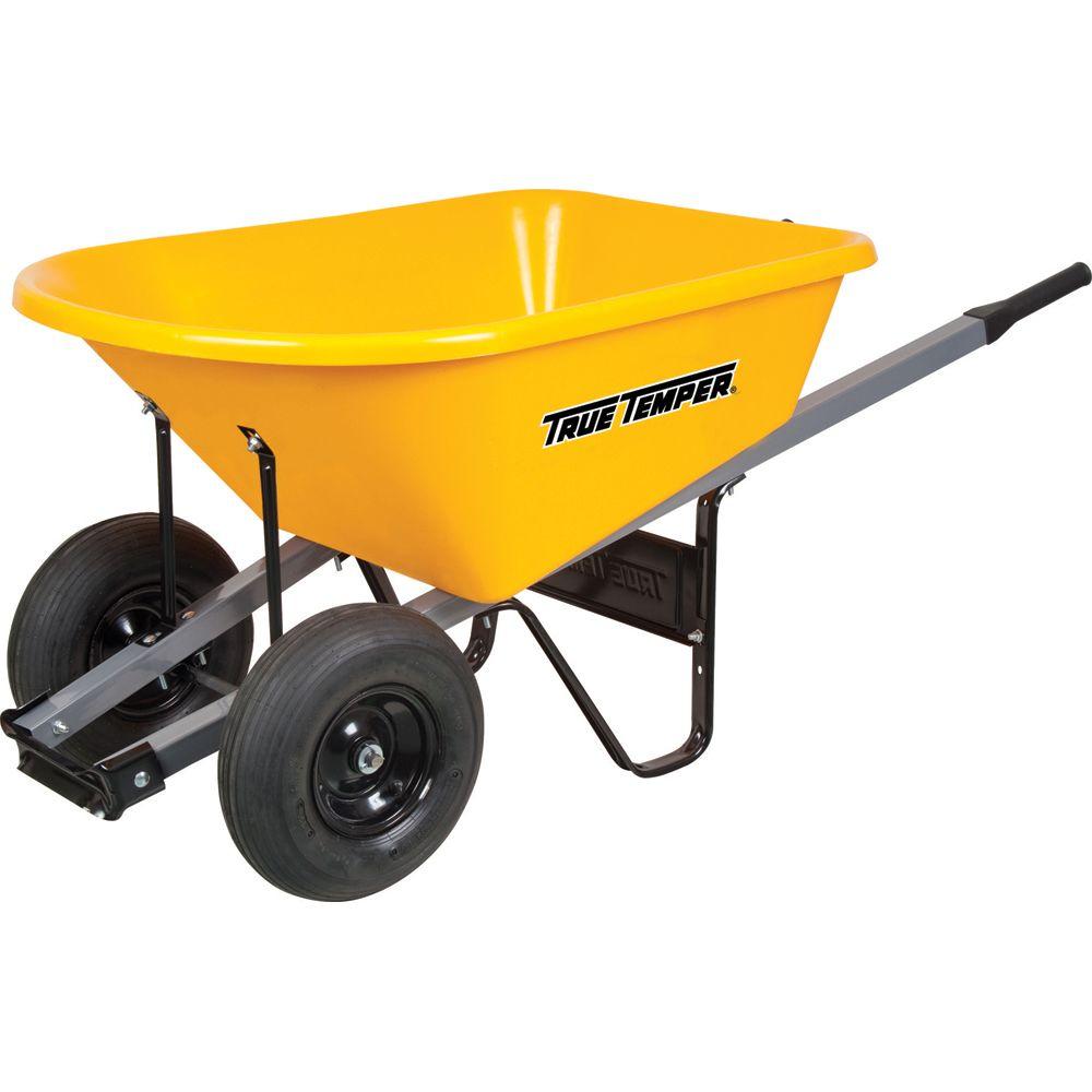 True Temper 6 Cu Ft Poly Wheelbarrow With Dual Wheels Rp6dwlg8 The Home Depot