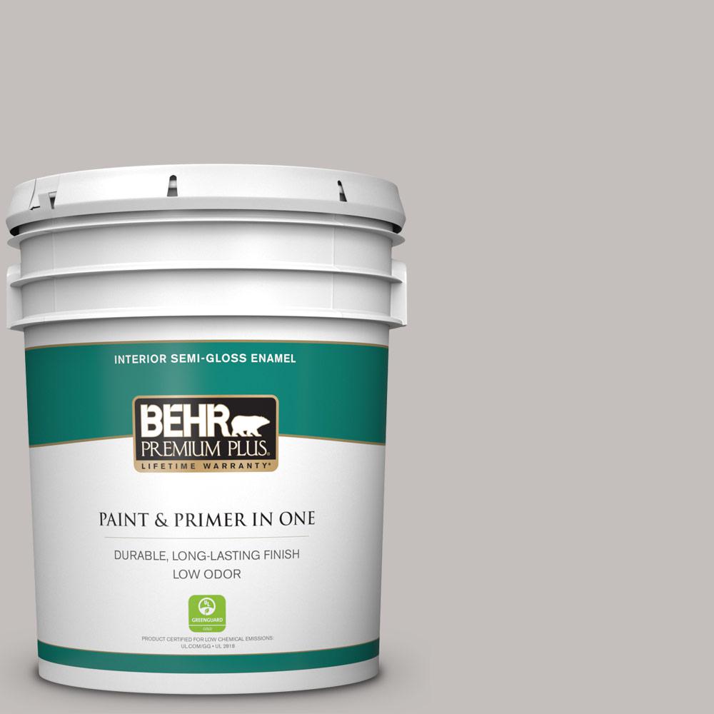 BEHR PREMIUM PLUS 5 gal. PPU1810 Natural Gray SemiGloss Enamel Low