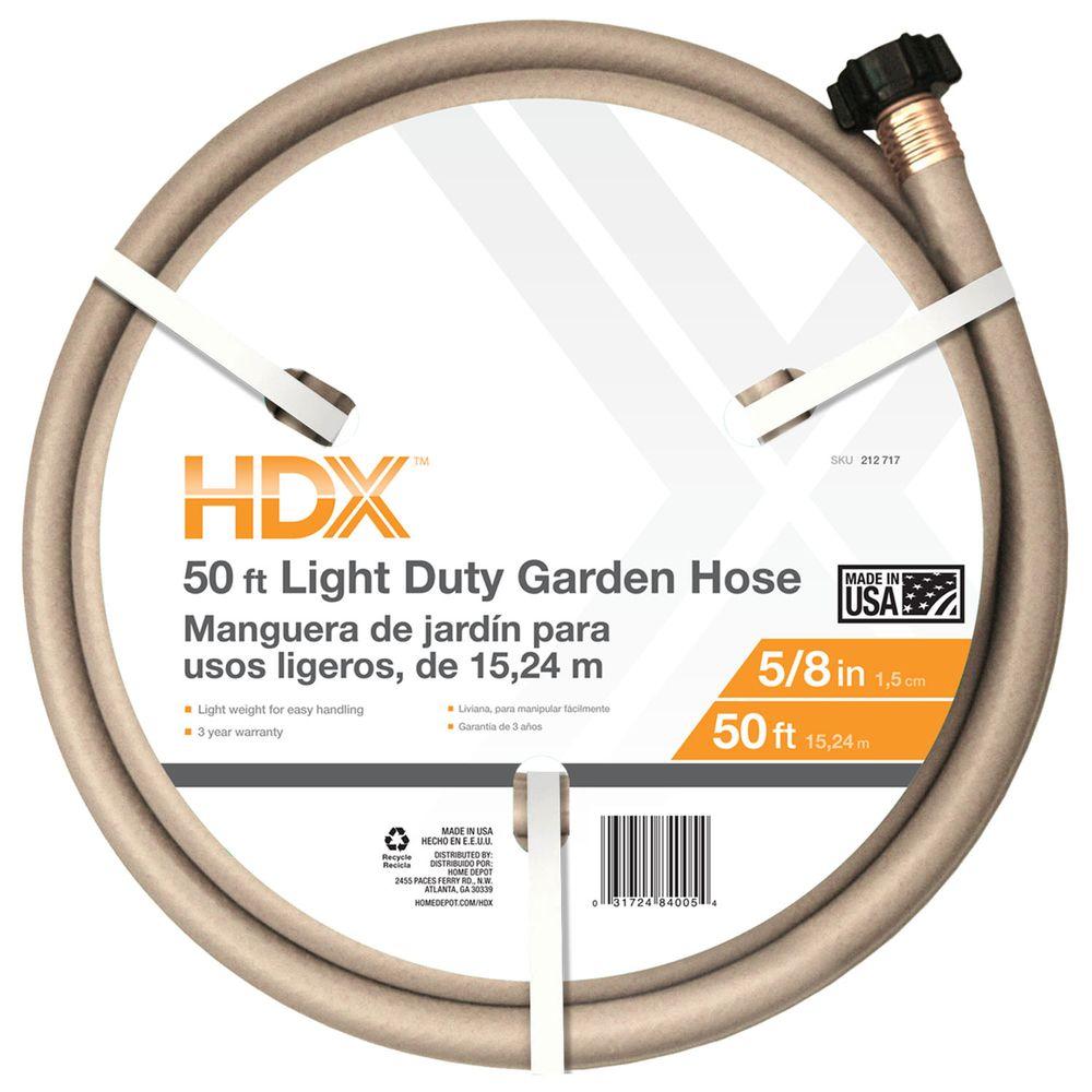 HDX 5/8 in. Dia x 50 ft. LightDuty Water Hose8400 50 The Home Depot