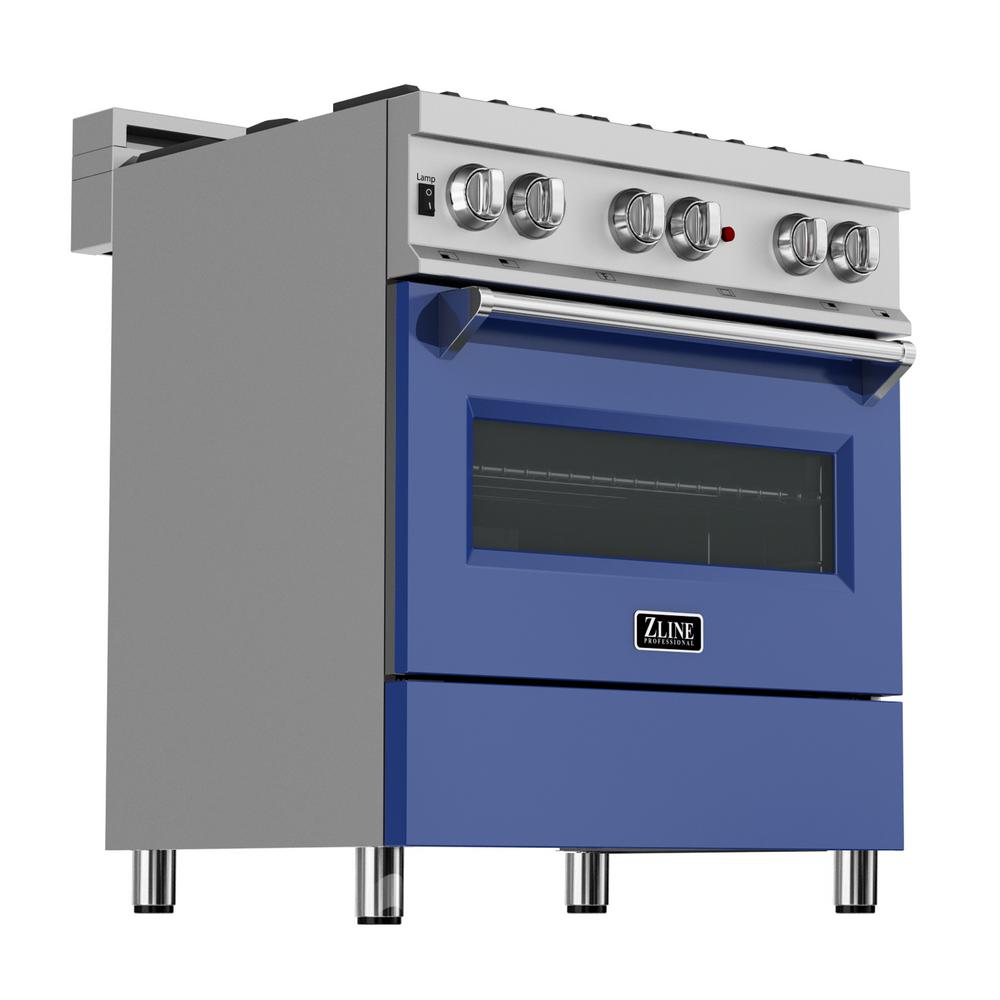 RG-BM-30 ZLINE 30 in Professional Gas on Gas Range in Stainless Steel with Blue Matte Door