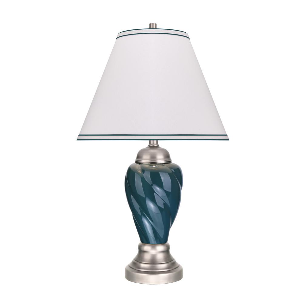 green and white lamp shade