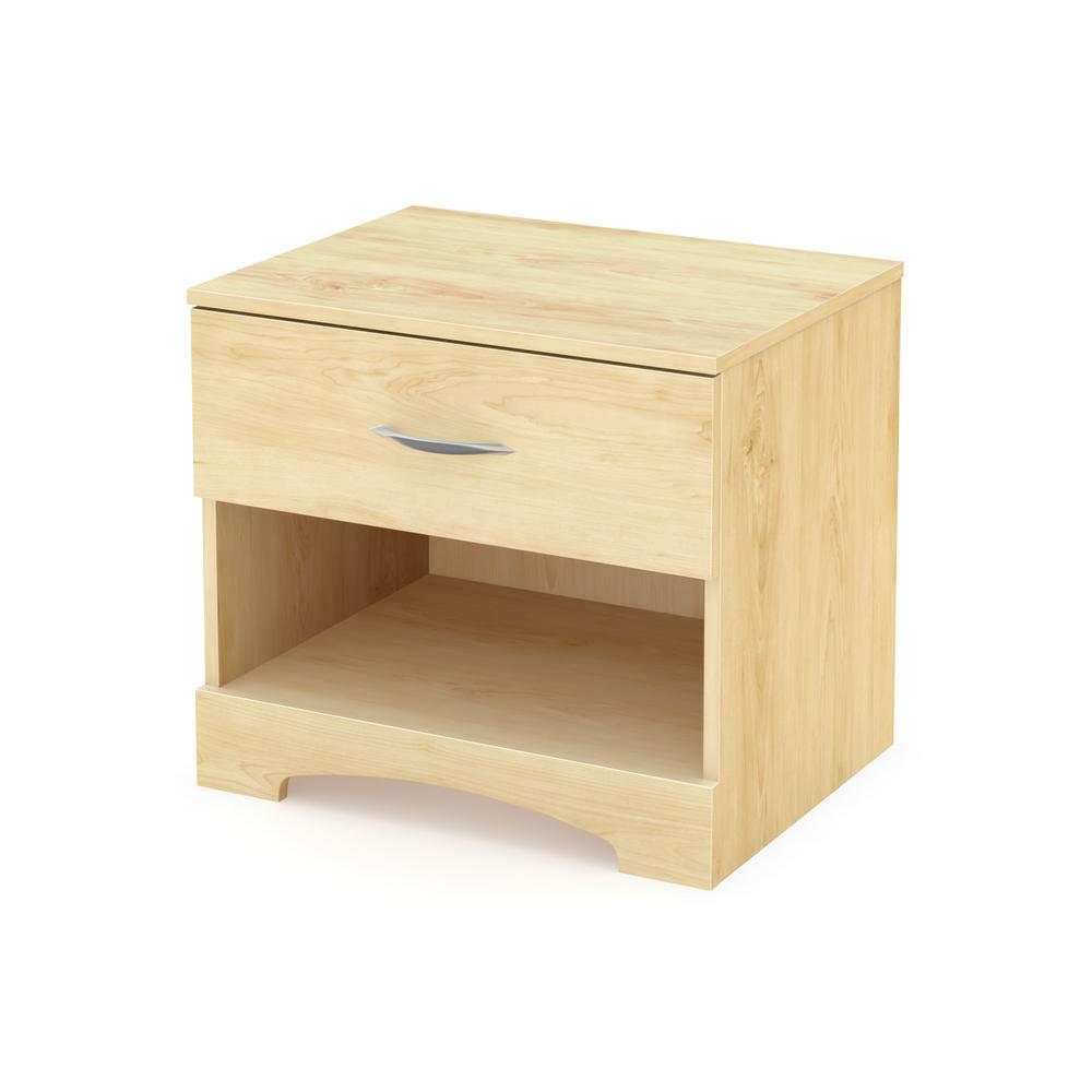 South Shore Step One 1 Drawer Nightstand In Natural Maple 3113062 The Home Depot