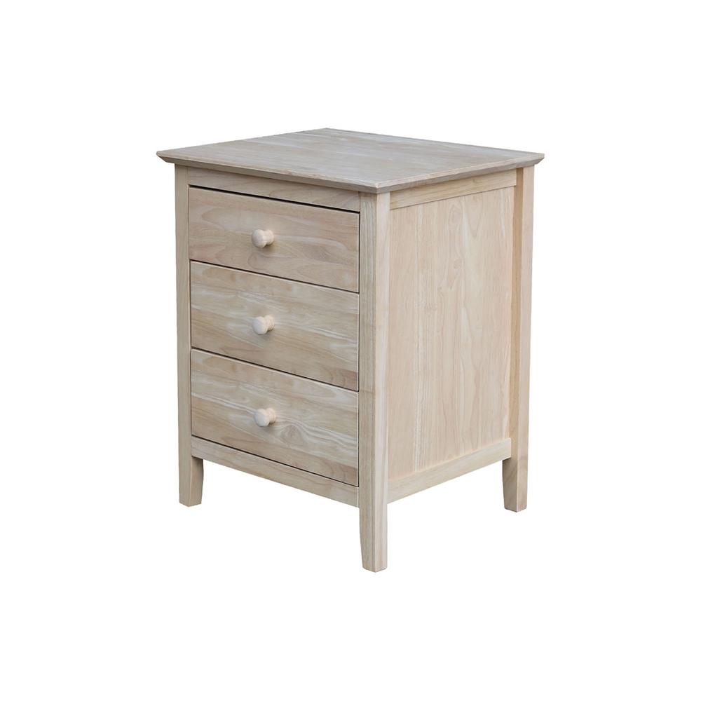 International Concepts Unfinished Solid Wood 3 Drawer Nightstand Bd 8013 The Home Depot