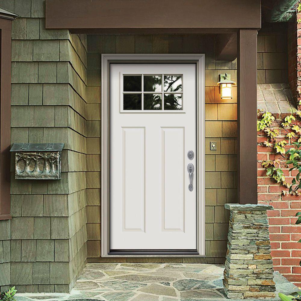 Jeld Wen 32 In X 80 In 6 Lite Craftsman White Painted Steel