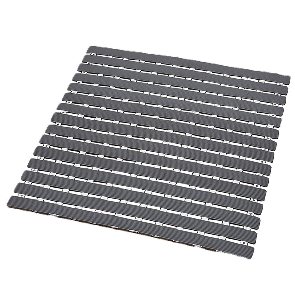 Duckboard Slats RollUp Foldable Shower Mat Door Rug AntiSlippery Grey