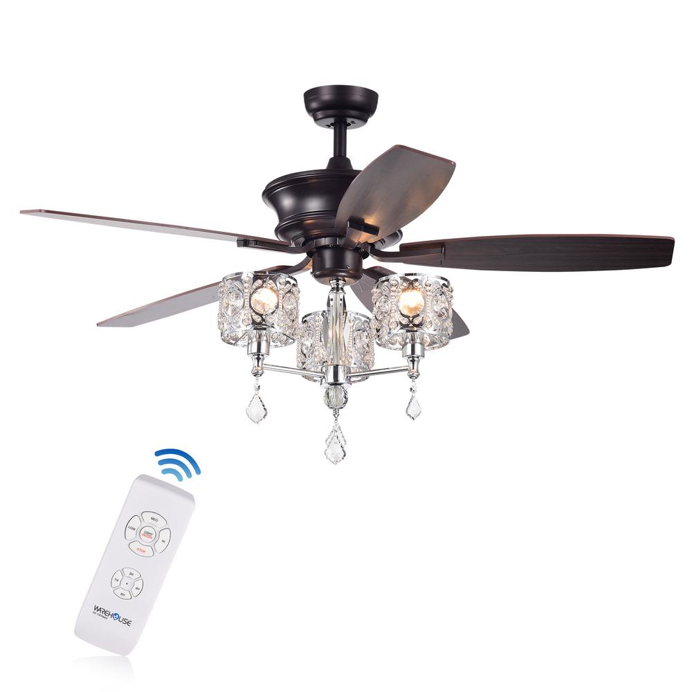 Warehouse Of Tiffany Tibedo 52 In Indoor Dark Brown Ceiling Fan With Light Kit And Remote Control