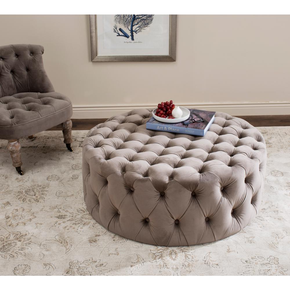 Round Ottoman Ottomans Living Room Furniture The Home Depot Charlene Mushroom Tufted Ottoman