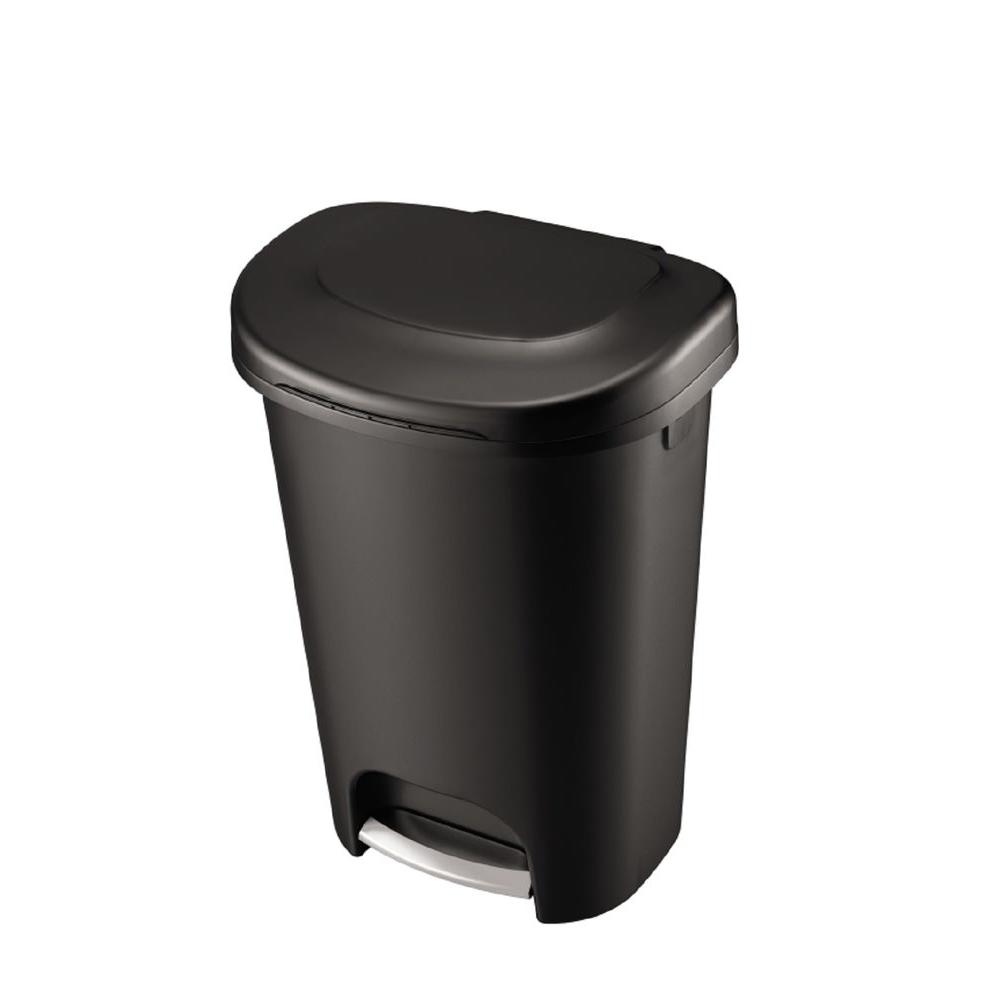 Photo 1 of 13 Gal. Black Step-On Trash Can