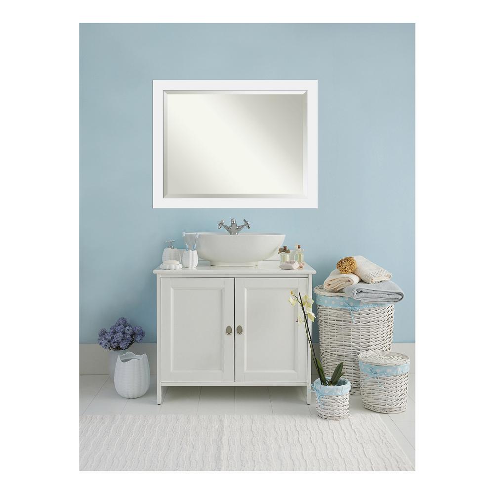 Mirrors Home Decor The Depot Corvino Satin White Wood 45 In W X 35 H Single Contemporary Bathroom