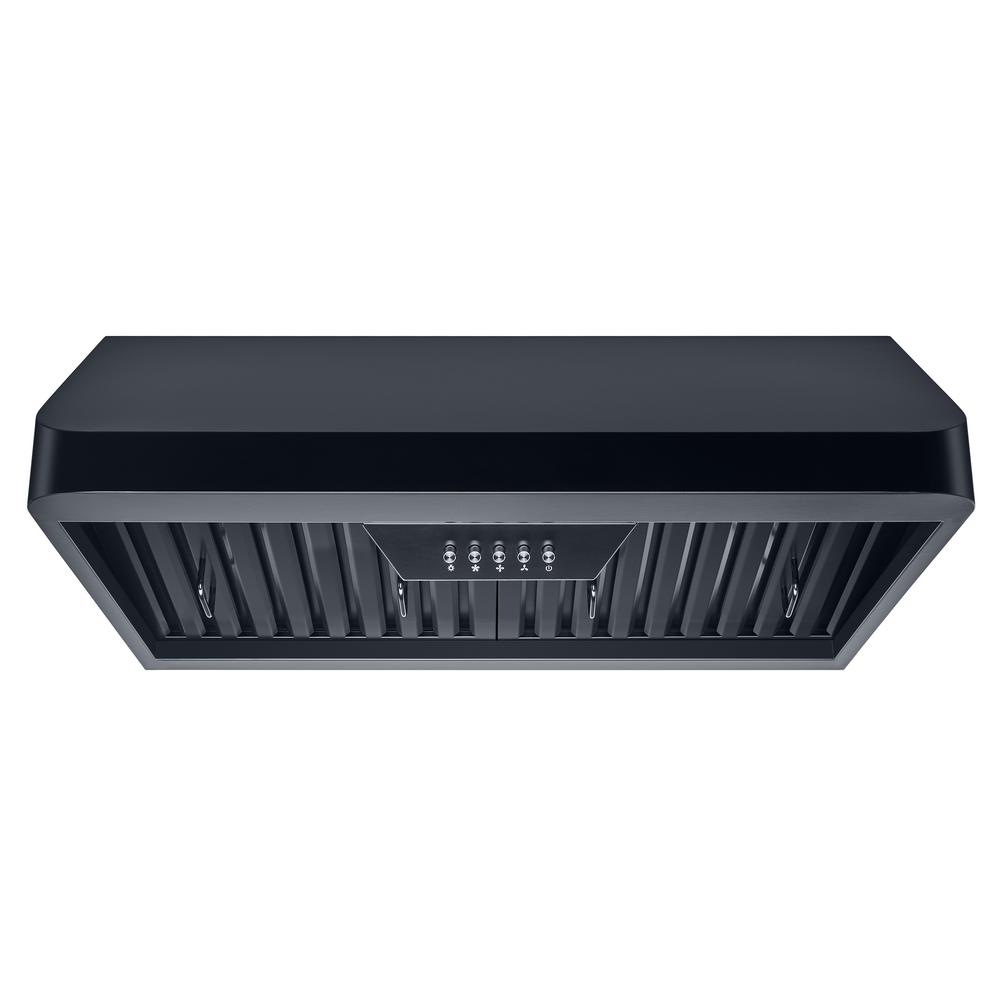 Winflo 30 in. 300 CFM Under Range Hood in Black with Baffle
