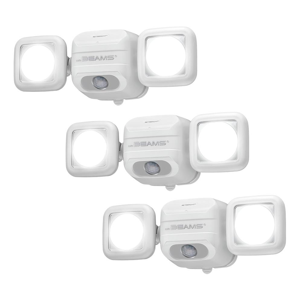 Mr Beams Netbright Networked 140 Degree White Outdoor Wireless Motion Sensing Integrated Led Flood Light 3 Pack
