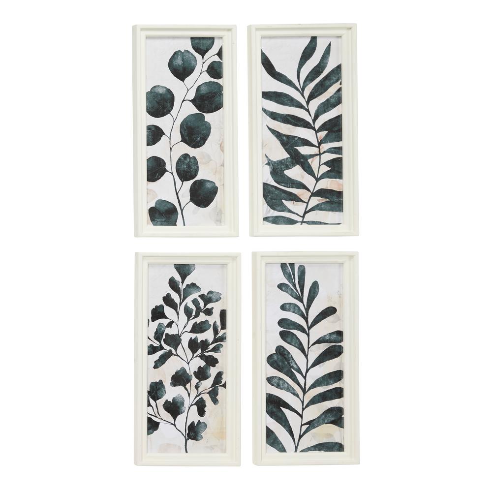 Litton Lane Rectangular White And Dark Green Watercolor Plant