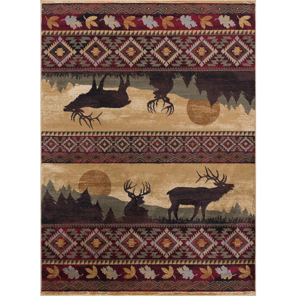 Tayse Rugs Nature Red 5 Ft X 7 Lodge Area Rug